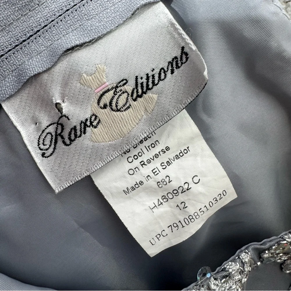 Rare Editions Silver Gray Floral Pattern Sequin Party Dress Girls‎ Sz 12 Wedding